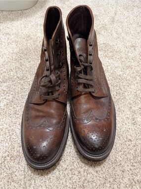 Magnanni Brown Wingtip Brogue Leather Lace-Up Boots Men’s Size 11 Shoes